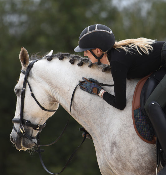 16 Cypress Riding Gloves - Hunter Field Plaid & Black