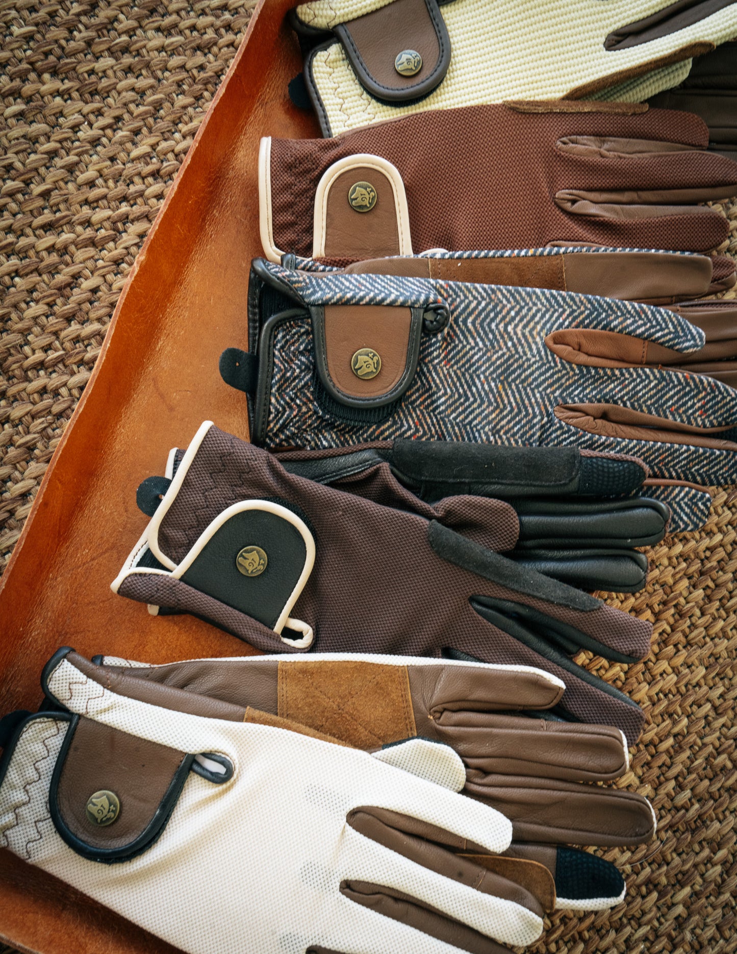 16 Cypress Riding Gloves - Herringbone & Cognac