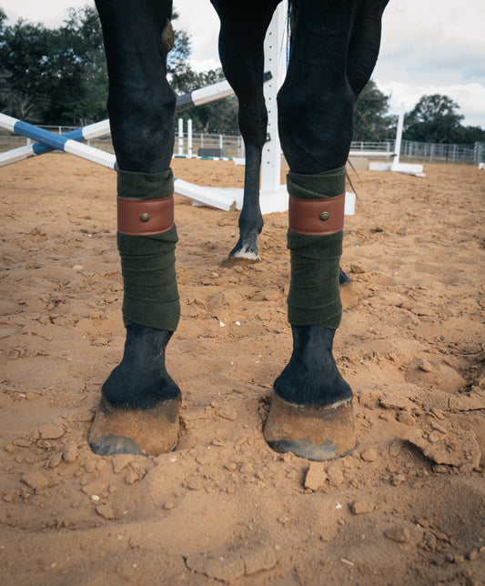 16 Cypress Leatherette Polos - Dark Olive & Cognac