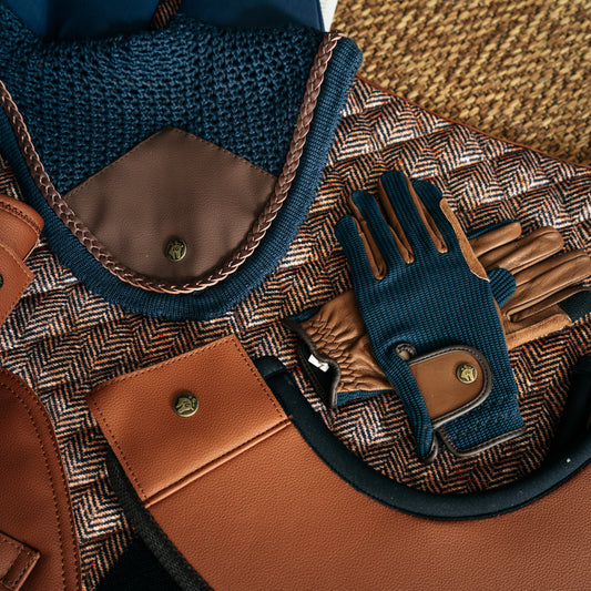 16 Cypress Riding Gloves - Navy & Cognac
