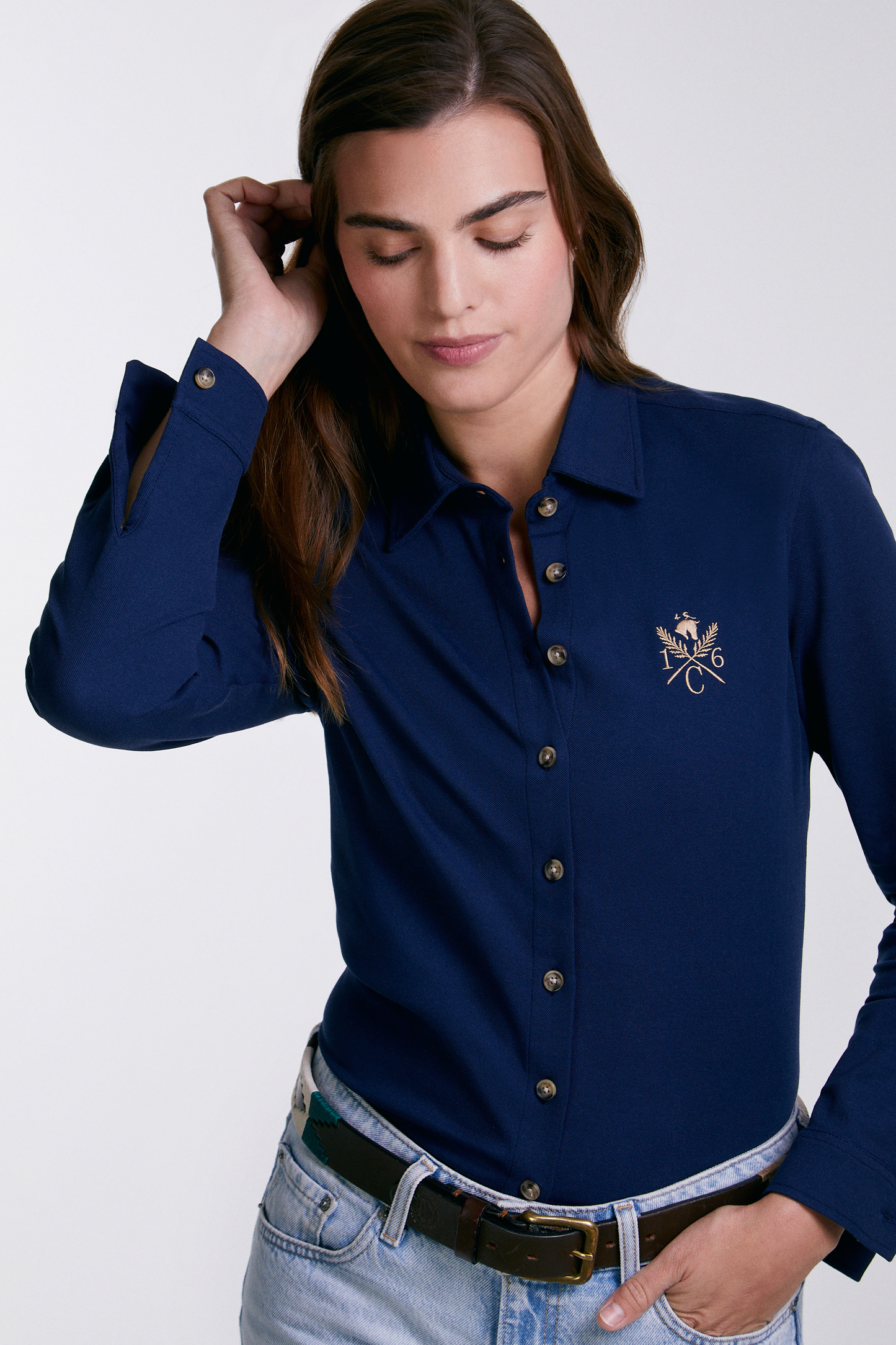 16 Cypress Sport Piqué Button Down Shirt - Navy