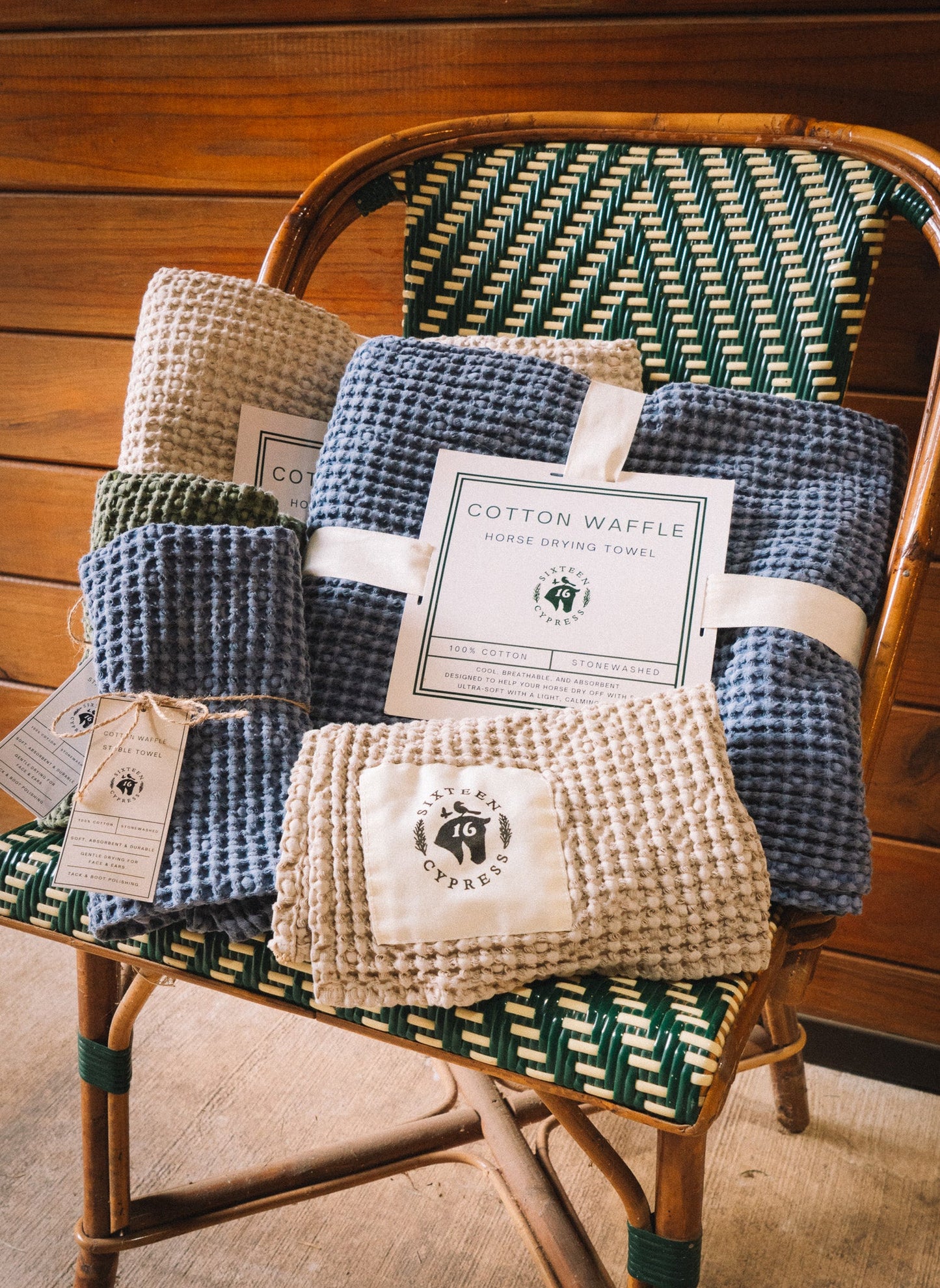 16 Cypress Cotton Waffle Horse Drying Towel - Indigo