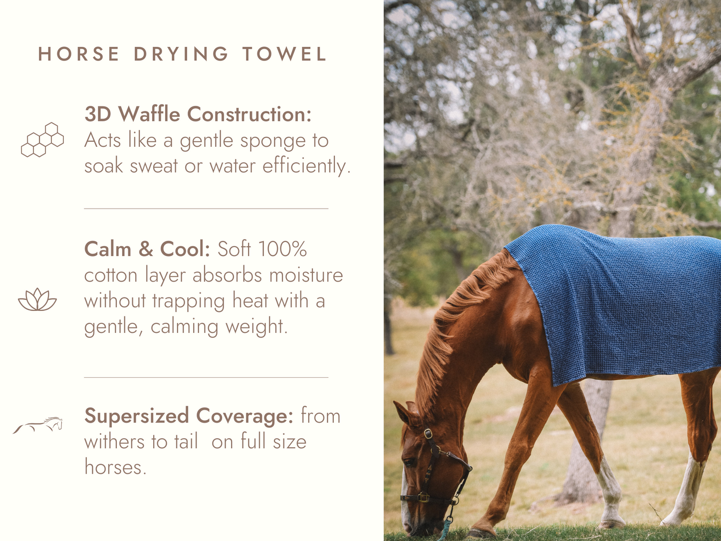 16 Cypress Cotton Waffle Horse Drying Towel - Indigo